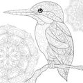 Adult coloring page,book a bird image for relaxing.