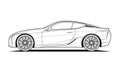 Adult coloring page vector car illustration. Black contour sketch illustrate Isolated on white background. Royalty Free Stock Photo