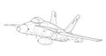 Adult Coloring Page For Book And Drawing. Plane Vector . Black Contour Sketch Illustrate Isolated On White Background.
