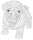 Adult coloring page a cute isolated dog for relaxing.Zen art style illustration.