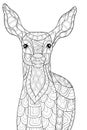 Adult coloring page deer Royalty Free Stock Photo