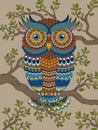 Adult coloring page with gorgeous owl