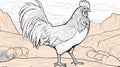 Precise Draftsmanship: Rooster In Desert Mountains