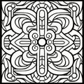 Symmetrical Stained Glass Coloring Page With Bold Outline