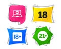Adult content icons. Eighteen plus years sign. Vector