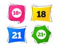 Adult content icons. Eighteen plus years sign. Vector