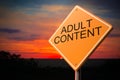 Adult Content on Warning Road Sign.