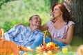 Adult couple picnicking Royalty Free Stock Photo