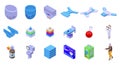 Adult diaper icons set isometric vector. Layer pad