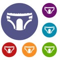 Adult diapers icons set