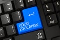 Adult Education CloseUp of Blue Keyboard Button. 3D.