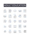 adult education line icons collection. Higher learning, Professional development, Continuing education, Lifelong Royalty Free Stock Photo