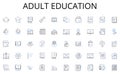 adult education line icons collection. Neural nerks, Algorithms, Analytics, Automation, Big data, Clustering, Decision