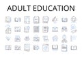 adult education line icons collection. Higher learning, Professional development, Continuing education, Lifelong Royalty Free Stock Photo