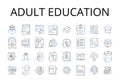 adult education line icons collection. Higher learning, Professional development, Continuing education, Lifelong Royalty Free Stock Photo