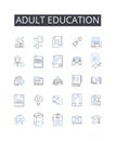 adult education line icons collection. Higher learning, Professional development, Continuing education, Lifelong Royalty Free Stock Photo