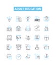 Adult education vector line icons set. Adult, Education, Learning, Instruction, Training, Literacy, Courses illustration