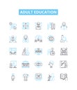 Adult education vector line icons set. Adult, Education, Learning, Instruction, Training, Literacy, Courses illustration
