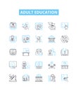 Adult education vector line icons set. Adult, Education, Learning, Instruction, Training, Literacy, Courses illustration