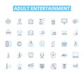 Adult entertainment linear icons set. Stripper, Escort, Pornography, Fetish, Swing, Threesome, Voyeurism line vector and