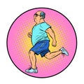 Adult fat man running, sports Royalty Free Stock Photo