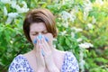 Adult female with allergic rhinitis about bird cherry blossoms