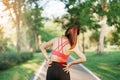 adult female with her muscle pain during running. runner woman having back and Waist body ache due to Piriformis Syndrome, Low Royalty Free Stock Photo