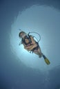 Adult Female scuba diver in bikini Royalty Free Stock Photo