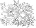 Adult flowers coloring, illustration