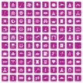 100 adult games icons set grunge pink Royalty Free Stock Photo