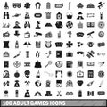 100 adult games icons set, simple style Royalty Free Stock Photo