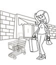 Adult girl shopping coloring page