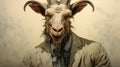 Scary Goat Illustration With Hyper-detail And Fantasy Elements