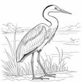 Heron Coloring Page: Dark Maroon And Azure Water Coloring Pages