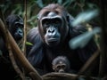 Adult Gorilla with babies (generative AI)