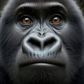 Adult gorilla peers into viewpoint, in unique portrait