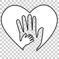 Adult Hand and Baby Hand at Love Shape