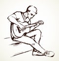 A man plays the guitar. Vector drawing Royalty Free Stock Photo