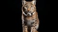 Adult Iberian lynx isolated on black background. Iberian lynx rare animal. Ai generated