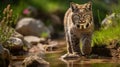 adult Iberian lynx in natural habitat. Iberian lynx Rare animal Photo Ai generated