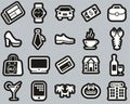 Adult Life Icons White On Black Sticker Set Big