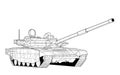 Adult line art military tank coloring page. Vector . Black contour sketch illustrate Isolated on white background Royalty Free Stock Photo