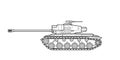 Adult line art military tank coloring page. Vector . Black contour sketch illustrate Isolated on white background. Royalty Free Stock Photo