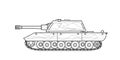 Adult line art military tank coloring page. Vector . Black contour sketch illustrate Isolated on white background. Royalty Free Stock Photo