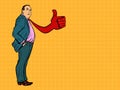 Adult male businessman boss, tie as like gesture Royalty Free Stock Photo