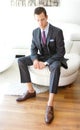 Adult Male Wearing A Grey Three Piece Suit Royalty Free Stock Photo