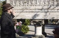 Adult Man at Cemetery Royalty Free Stock Photo