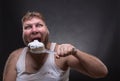 Adult man cleaning teeth