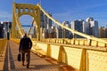 An adult man commutes to his job by walking Royalty Free Stock Photo