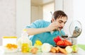 Adult man doing veggy lunch Royalty Free Stock Photo